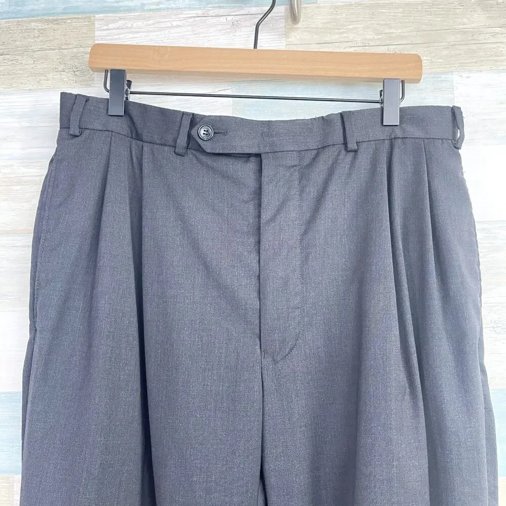 Samuelsohn Wool Greenwich Suit Charcoal Gray Mens 43 Jacket 33x30 Pleated Pants